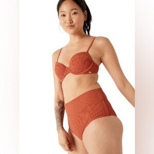 Victoria Secret PINK Crinkle Cut High Waist Shorty Bikini in Amber Clay XL